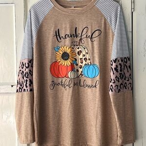 ❤️ Cute Long Sleeve Fall Shirt Like New Thankful Grateful Blessed! ❤️